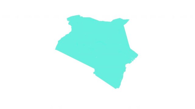 Kenya map outline animation with alpha channel