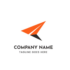 Modern geometric paper airplane vector logo illustration scalable for business branding
