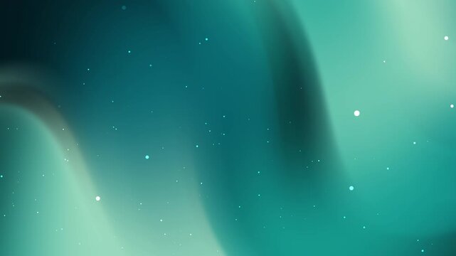 Abstract teal waves with starlike specks ideal for backgrounds, web design, invitations, posters to convey a serene, cosmic feeling.