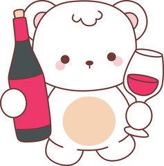 Coloring pages of Illustration of cute bear winter icon.