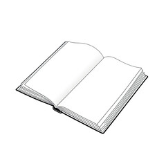 Open book, showcasing blank, bright pages; simple monochrome graphic