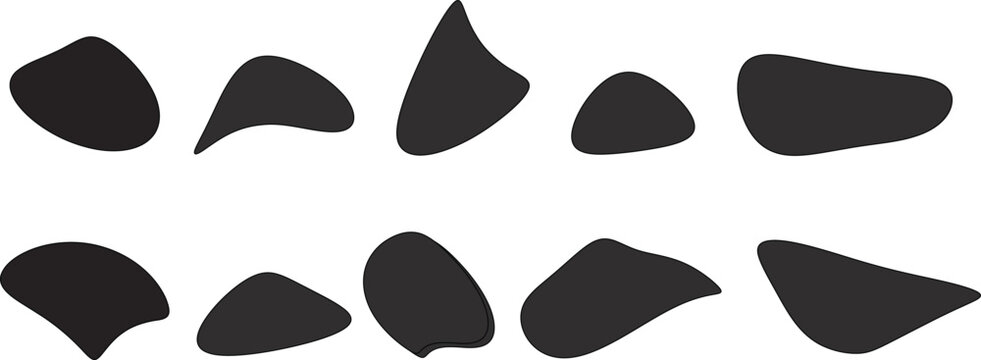 Blob shape organic, vector illustration set. Collection from abstract forms for design and paint. Liquid silhouette drop in modern style. Basic stains isolated elements on white background 