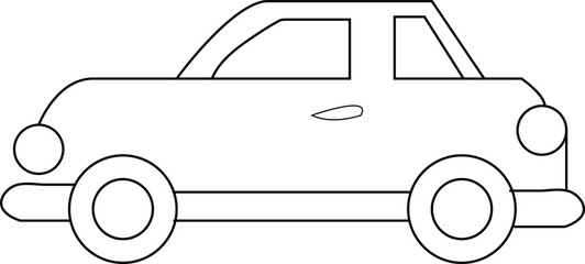 Simple Outline Drawing of a Basic Automobile or Sedan Car Vector Line Art