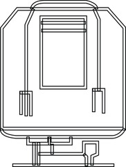 Technical Outline Drawing of an Automatic Electric Rice Cooker or Steamer Appliance Vector