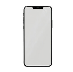 Modern black smartphone with a blank screen, isolated against a black backdrop