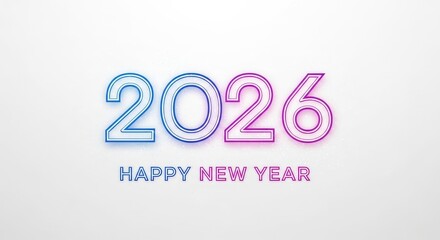 Vibrant New Year 2026 Celebration Typography with Colorful Glow and Bright Background