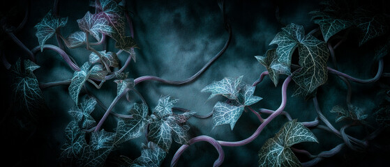 three-dimensional vines as a haunted botanical dreamscape halloween motif