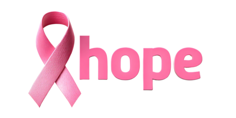 Pink ribbon and hope text on black background for breast cancer awareness month Symbol of support, solidarity, and medical research for womens health