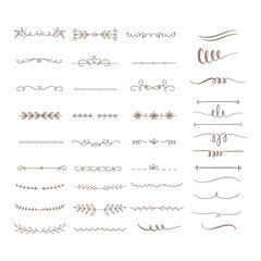 A collection of decorative line dividers in various styles. Set of Vintage decorative lines. text dividers. Line border. Lines separators, Borders, Vintage dividers, Underline elements.