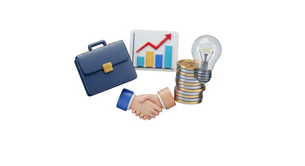 Business icons for finance growth innovation and partnership concept