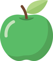 Vibrant green apple with stem and leaf crisp fruit healthy food graphic element