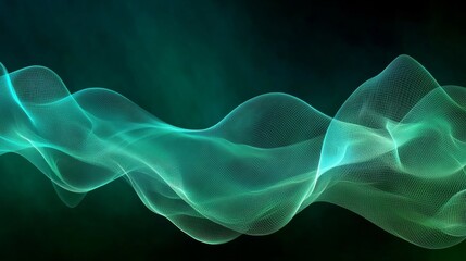 Fototapeta premium Emerald Gradient Mesh Curves Digital Artistry with Wavy Elegance on a Subdued Background Texture