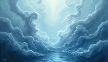 Heart shaped water with blue ripples and light reflection