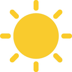 Bright yellow sun icon with radiant rays symbolizing warmth and daylight