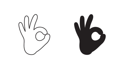 Hand gesture icon okay or perfect sign simple flat vector design element for web and mobile apps isolated on white background