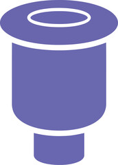 Clean purple plumbing drain fitting with pipe connection isolated design element