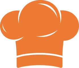 Simple orange chef hat graphic culinary symbol for food and cooking themes