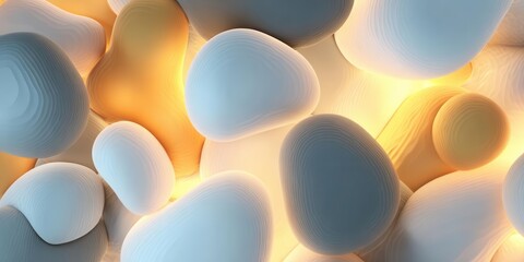 Abstract 3D Pebble Shapes in Soft, Gradient Colors