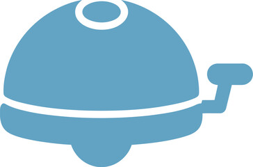 Simple blue bicycle bell icon symbol for safety and alerting on white