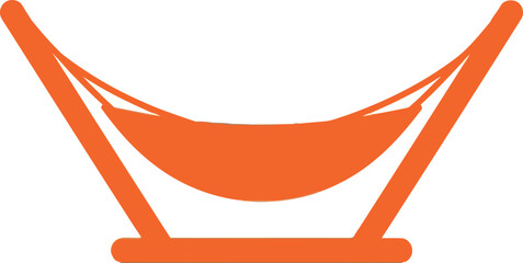 Vibrant orange hammock silhouette on a clean surface for relaxation and outdoor adventures