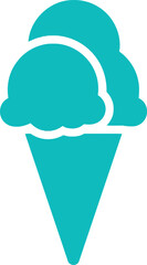 Stylized teal ice cream cone graphic simple refreshing summer treat design