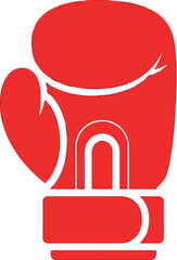 Bright red boxing glove design symbolizing combat and athletic prowess isolated