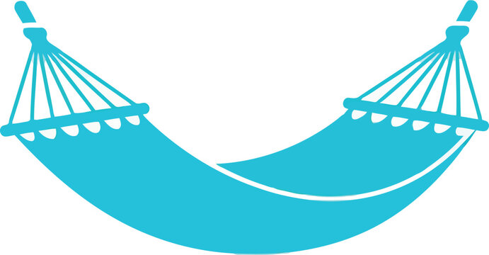 Relaxing turquoise hammock design symbol for leisure and outdoor activities