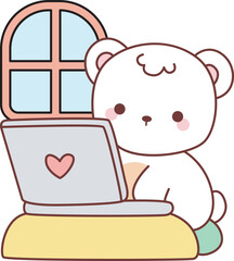 Coloring pages of Illustration of cute bear winter icon.