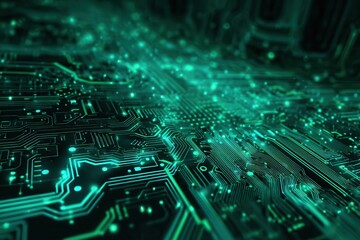 Abstract Circuit Board Close-Up Green Technology Background