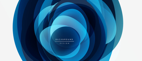 Abstract blue layers create swirling vortex. Modern design element, suitable background for presentations, websites. Minimalist aesthetic.