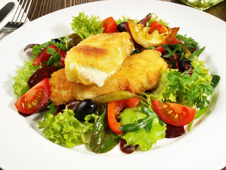 Fresh Mixed Salad with melting Feta Chesse
