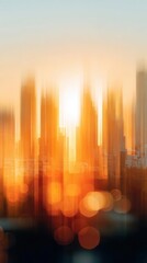 Abstract Cityscape Vibrant Orange Sunrise Background