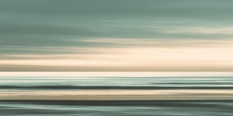 Abstract Coastal Scene Serene Ocean and Sky Horizon
