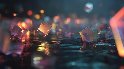 Abstract Cubes with Light Reflections and Textures