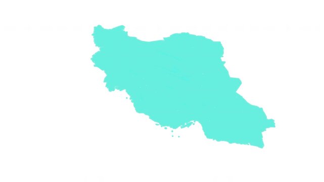 Iran map outline animation with alpha channel
