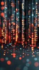 Abstract Digital Binary Code with Glowing Orbs