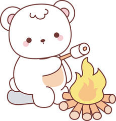Illustration of cute bear winter icon.