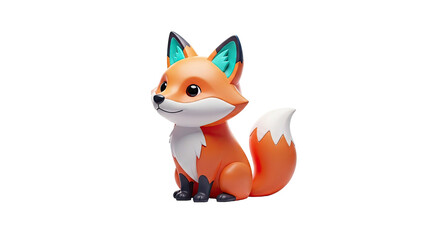 Cute stylized fox 3 d illustration digital art smiling sitting adorable character