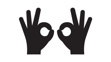 Two hands making okay gesture simple flat vector illustration isolated on white background