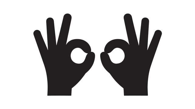 Two hands making okay gesture simple flat vector illustration isolated on white background