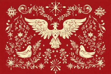 Folk Ukrainian Christmas Symbols &mdash; Stylized Angels and Holiday Traditions