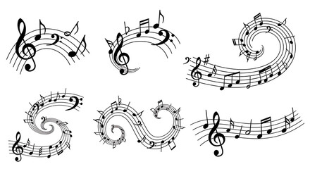 Elegant Flowing Music Clef and Notes Illustration