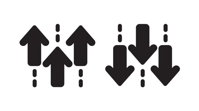 Set of up and down arrow icons simple flat vector glyphs for direction and movement isolated on white background