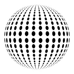 Minimalist black and white optical illusion sphere vector art with dots pattern for graphic design and background use vacter