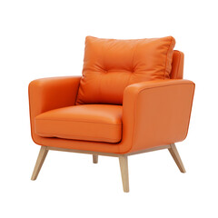 Modern Orange Armchair Design with transparent background