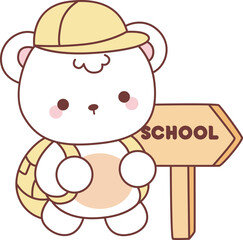 Illustration of cute bear winter icon.