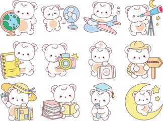 Illustration of cute bear winter icon.