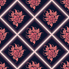 Laithai vintage ornament batik, Line thai traditional Thai style pattern vector, Thai applied fabric pattern , suitable for international design.