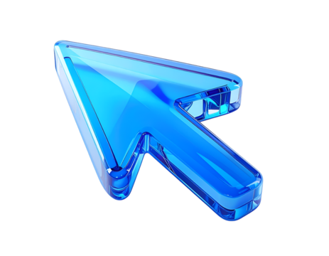 Digital Pointer of Navigation: A sleek, transparent blue digital pointer, pointing forward, symbolizing direction, guidance, and digital navigation. The clarity of the pointer offers a clean look.
