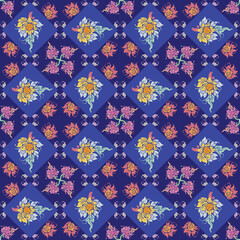 Laithai vintage ornament batik, Line thai traditional Thai style pattern vector, Thai applied fabric pattern , suitable for international design.